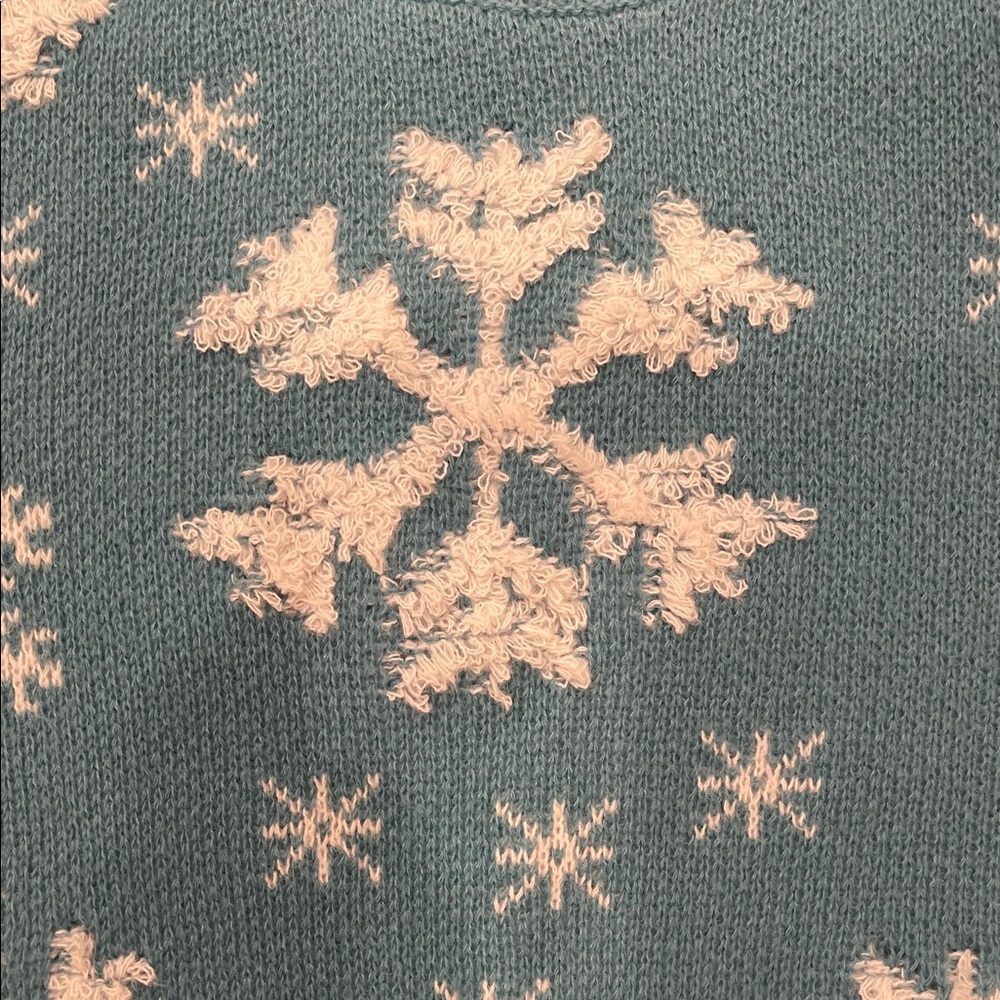 SHEIN Teal and White Snowflake Sweater - Picture 3 of 3